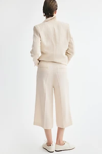 Button-Detail Twill Culottes