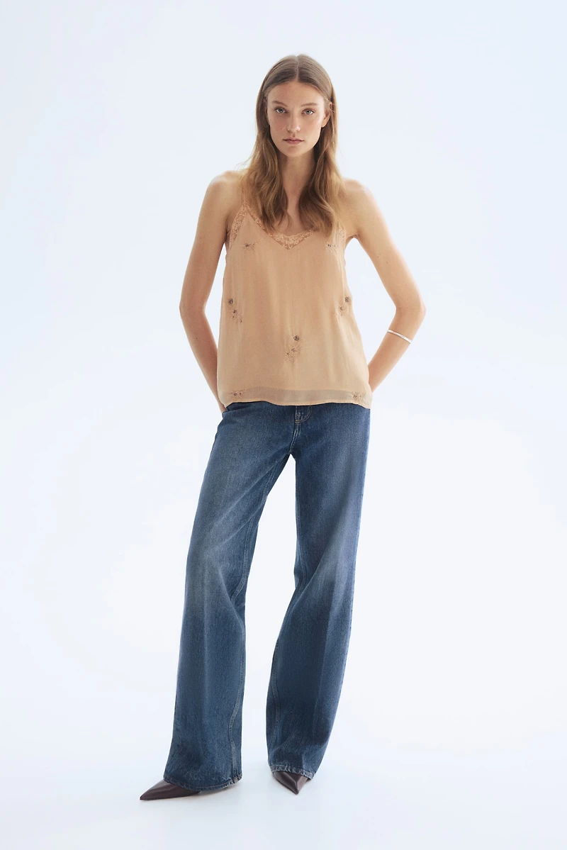 Embroidered strappy top