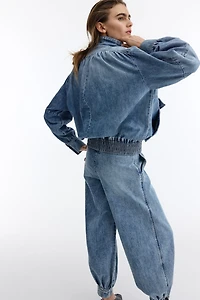 Balloon-leg denim trousers