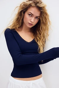 Haut en jersey avec dentelle