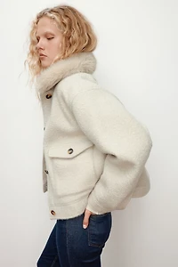 Twill Jacket with Fluffy Collar