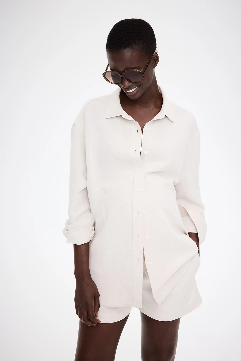 MAMA Linen-Blend Shorts