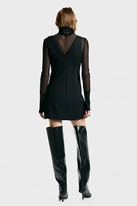 Defined-Waist V-Neck Dress