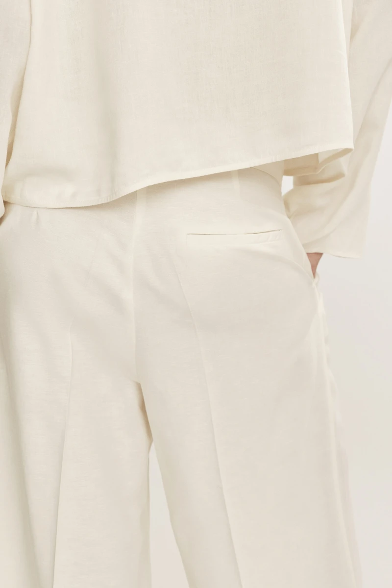 Ankle-Length Linen-Blend Pants