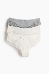 Lot de 3 culottes en coton et dentelle