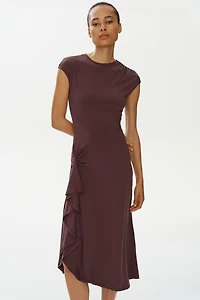 Draped-Panel Jersey Dress
