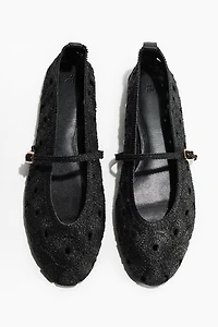 Straw Mary Jane Flats