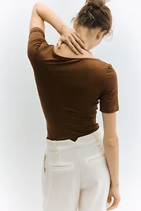 Scoop-Neck Thong Bodysuit