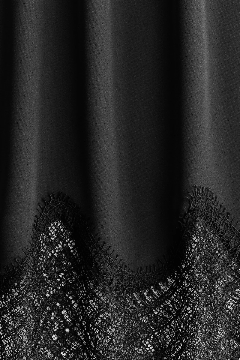 Lace-Trimmed Satin Skirt