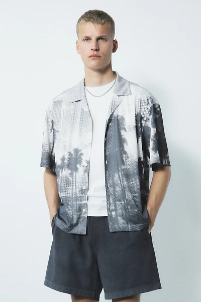 Chemise coupe ample en filet avec col cubain