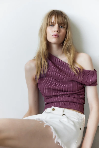 Textured One-Shoulder Top