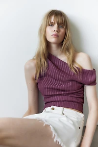 Textured One-Shoulder Top