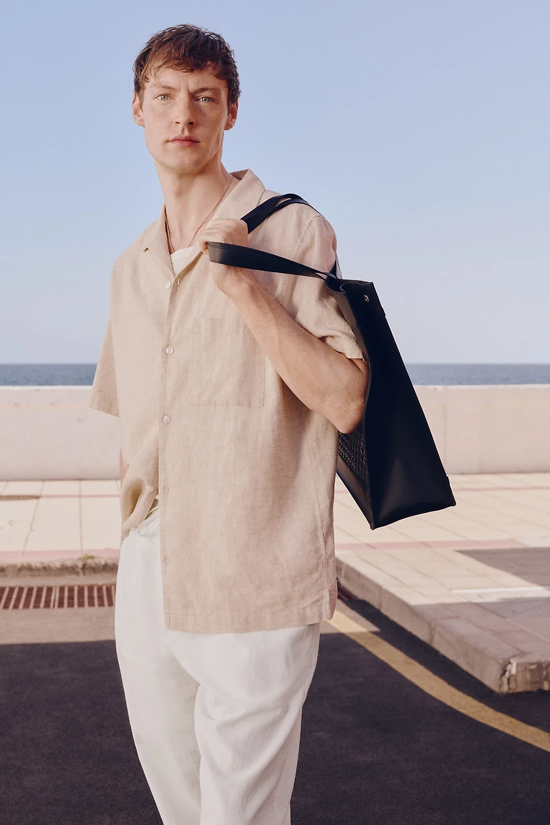 Regular-Fit Linen-Blend Pants