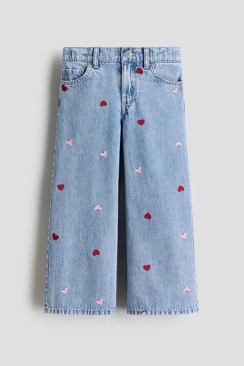 Wide-Leg Jeans with Motif Details