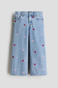 Wide-Leg Jeans with Motif Details