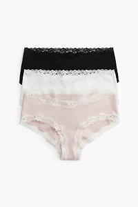 MAMA 3-Pack Lace-Trimmed Cotton Hipster Briefs