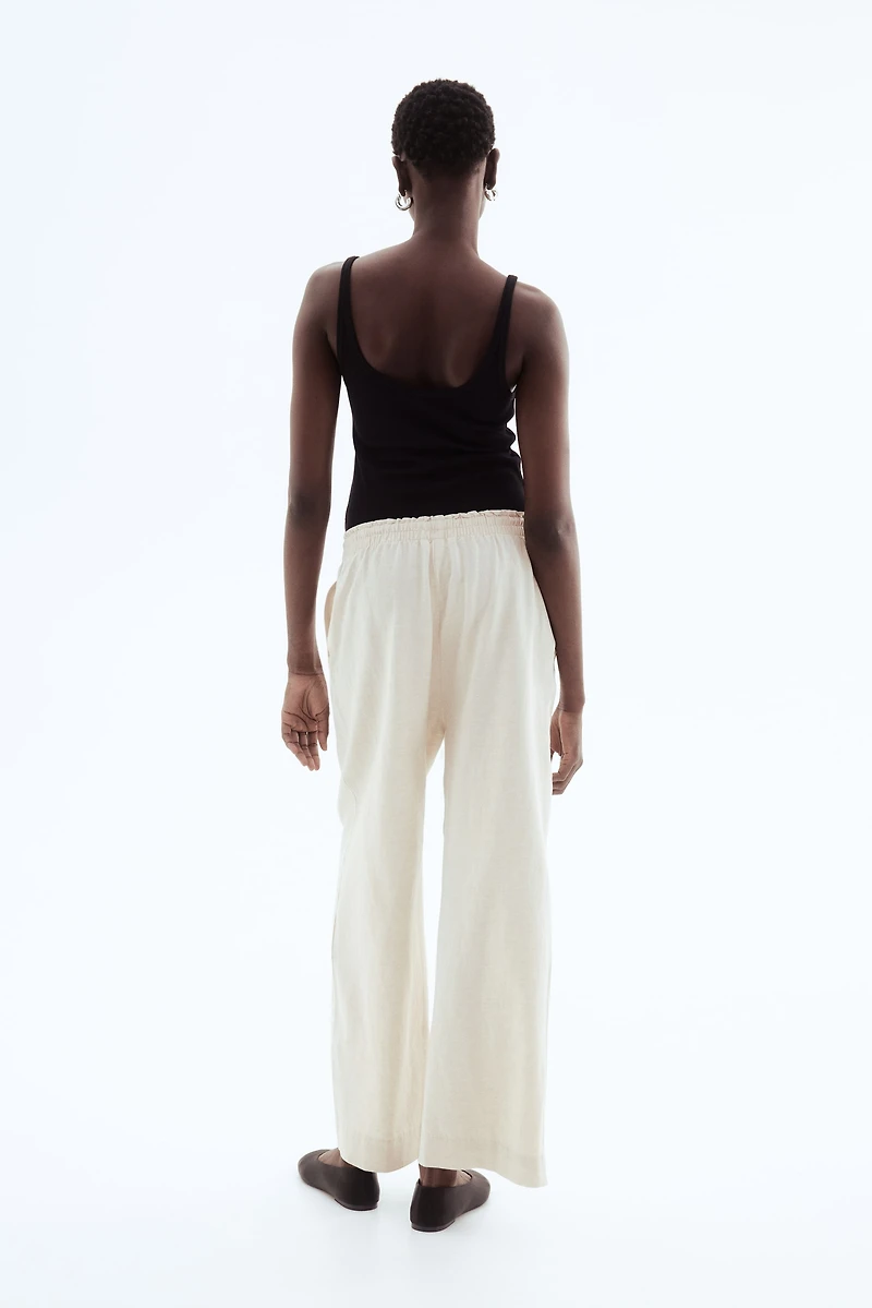 Linen-Blend Crop Pants