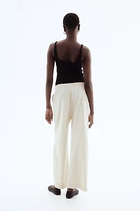 Linen-Blend Crop Pants