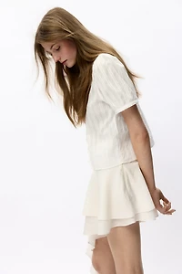 Tiered Draped-Panel Skirt