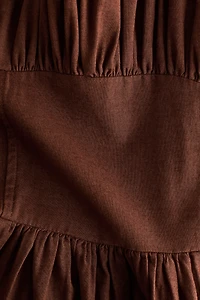 Ruched Linen-Blend Dress