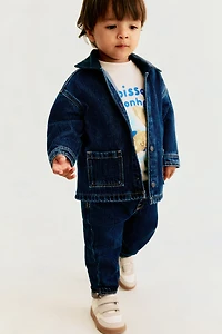Denim Jacket with Corduroy Collar