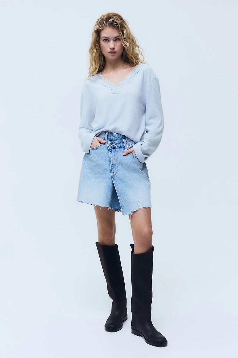 Lace-Trimmed Knit Top