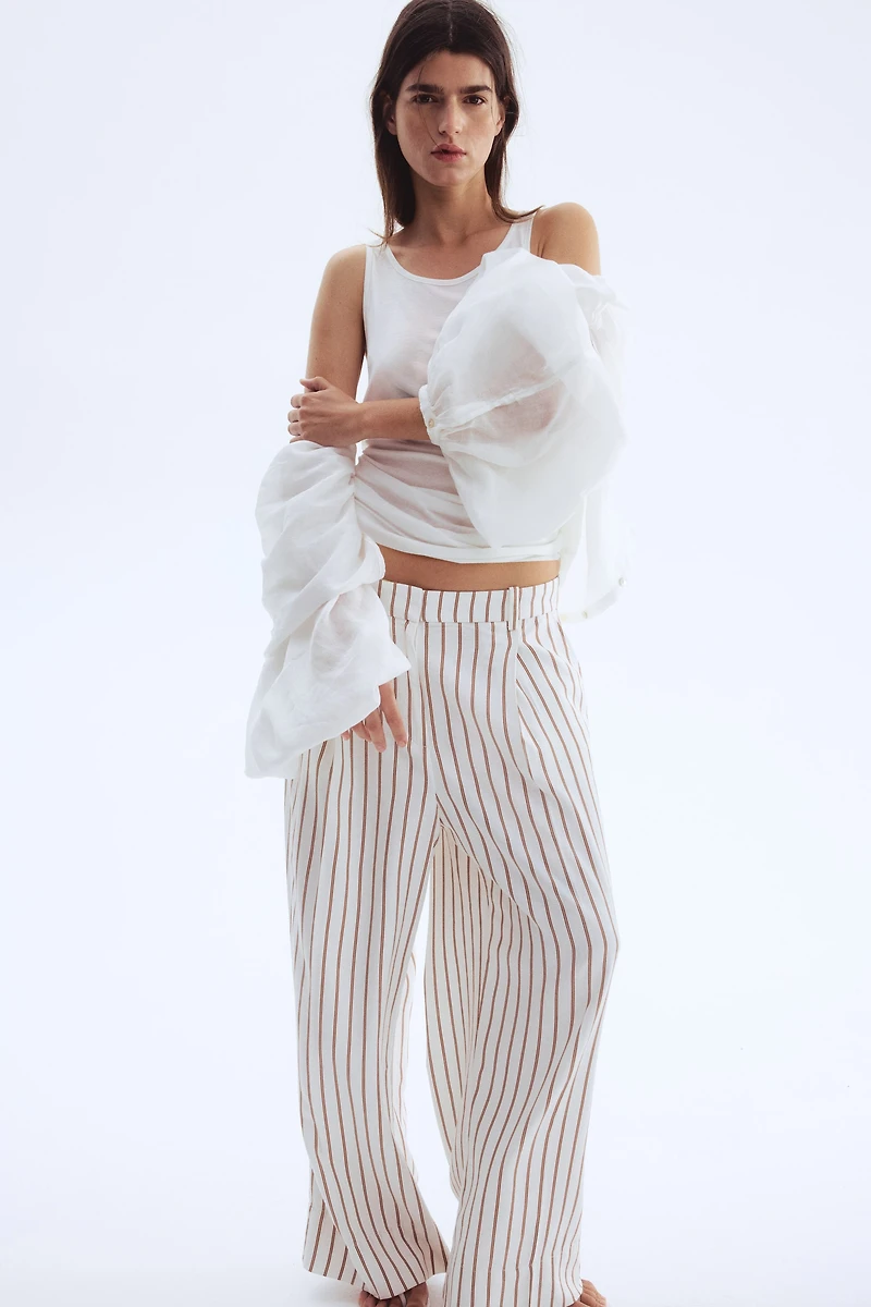 Wide-Leg Linen-Blend Pants