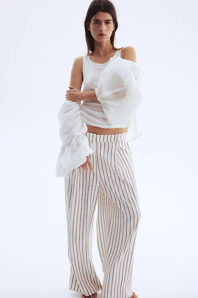 Wide-Leg Linen-Blend Pants