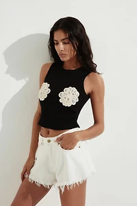Appliquéd Cropped Tank Top
