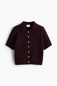 Short-sleeved collared cardigan