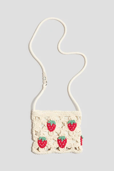 Sac à bandoulière en coton à l’aspect crochet