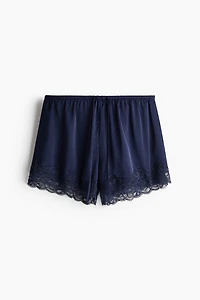 Lace-Trimmed Satin Shorts