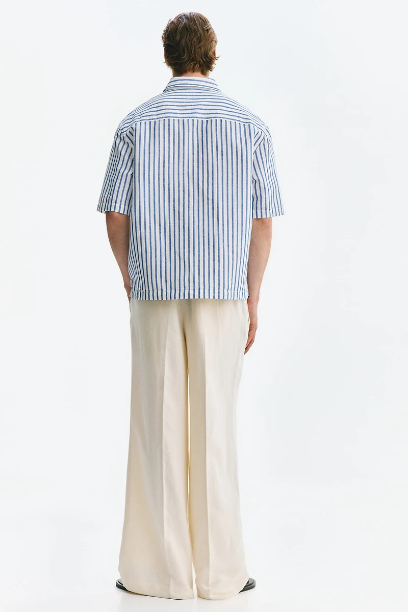 Relaxed-Fit Short-Sleeved Linen-Blend Shirt