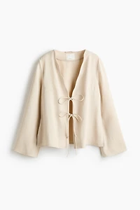 Linen-Blend Tie-Front Jacket