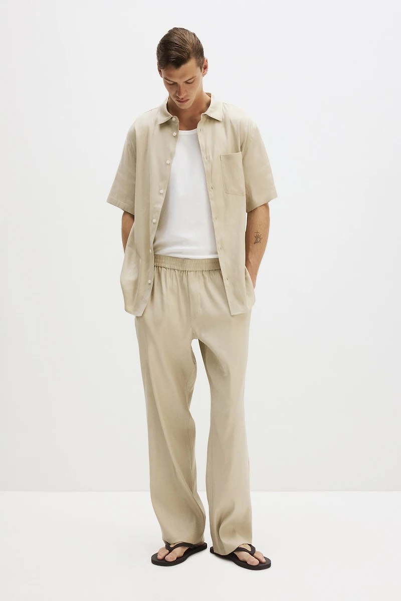 Easy Care Loose-Fit Linen-Blend Pants