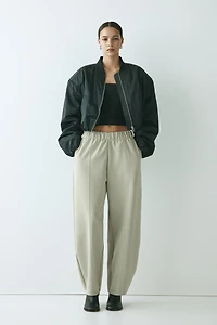 Barrel-Leg Ponte Pants