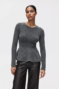 Bead-Embellished Peplum Top