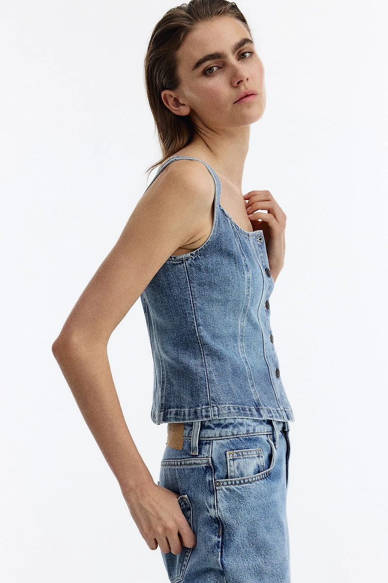 Haut à boutons en denim