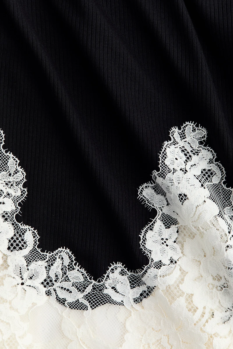Lace-Trimmed Pajama Pants