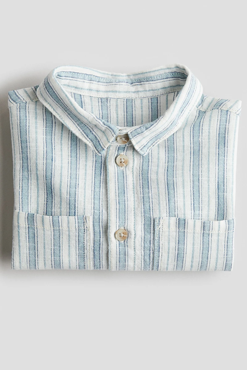 Linen-Blend Roll-Up-Sleeved Shirt
