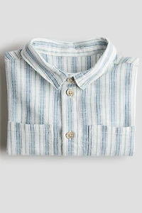 Linen-Blend Roll-Up-Sleeved Shirt
