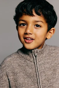 Chandail à fermeture éclair en tricot côtelé