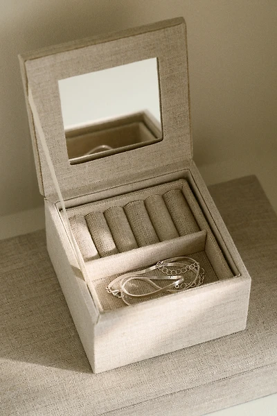 Two-Tier Linen Jewelry Box