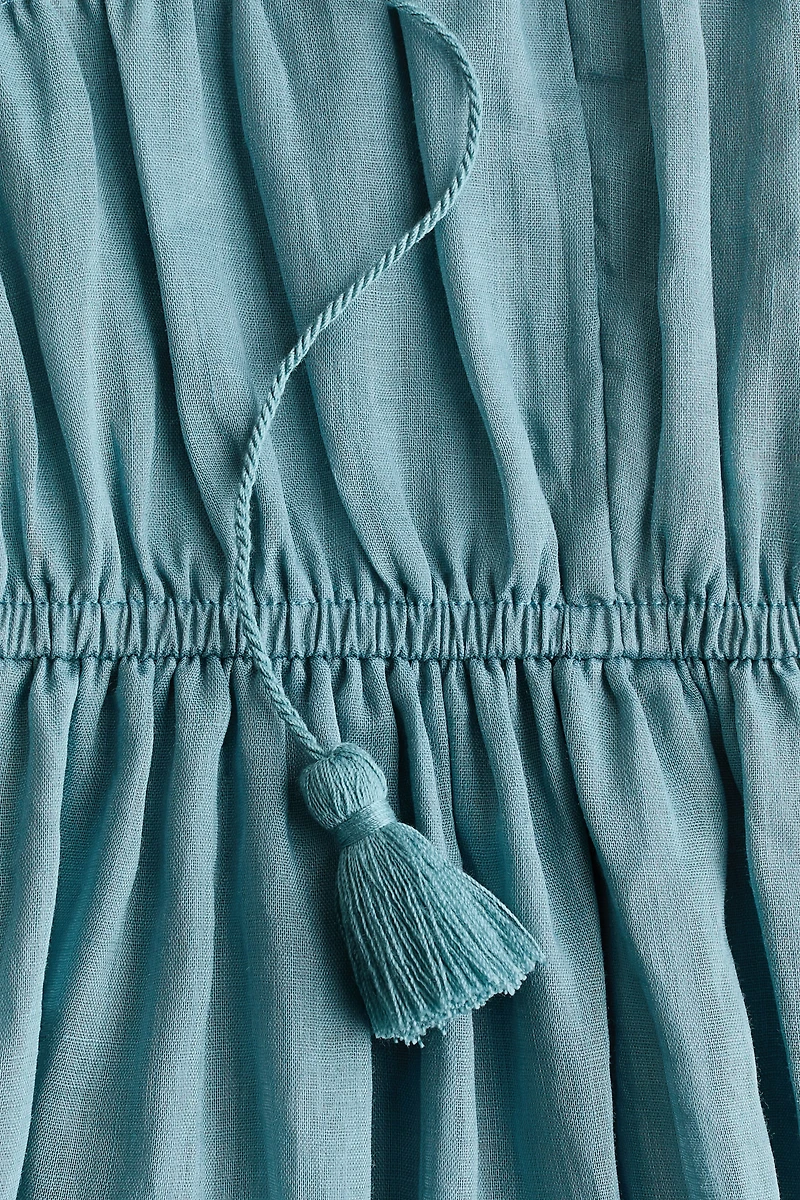 Drawstring-Detail Ramie Dress