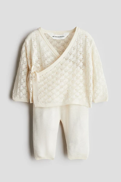 2-Piece Silk-Blend Cardigan and Pants Set