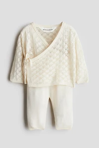 2-Piece Silk-Blend Cardigan and Pants Set