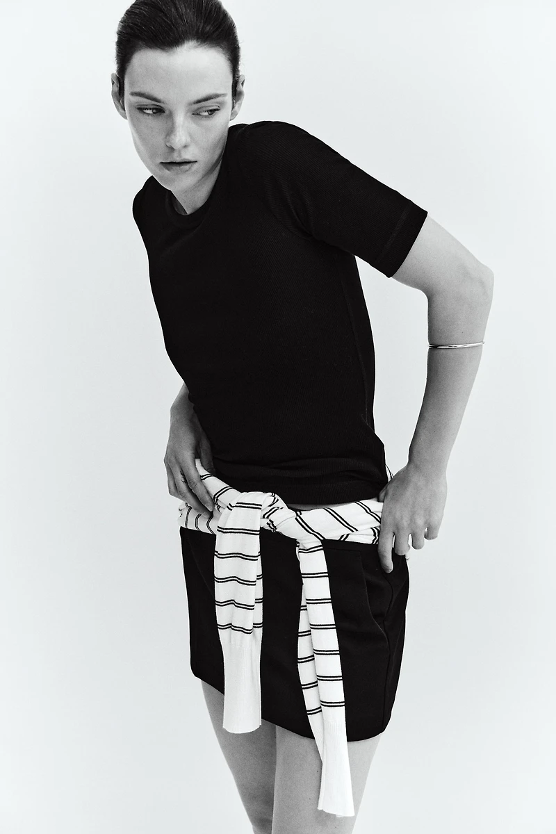 Ribbed Silk-Blend Top