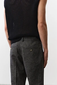 Regular-Fit Tailored Linen-Blend Pants