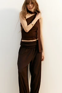 Crinkled Balloon-Leg Pants