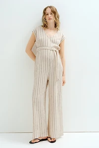 MAMA Sleeveless Tie-Belt Jumpsuit